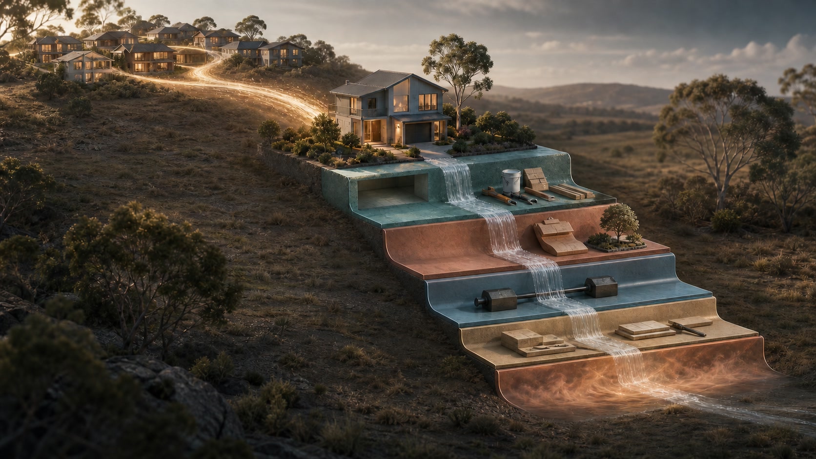 Australian property return waterfall from rent through vacancy, expenses, interest, tax, leverage and inflation