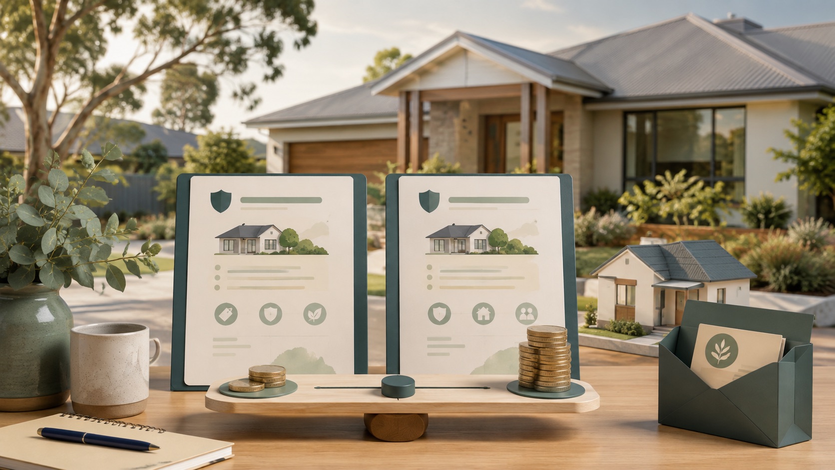 Two like-for-like home-insurance quotes balance annual premium savings against a larger claim-time excess and emergency cash.